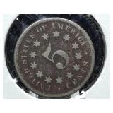 1867 Shield Nickel "No Rays"