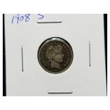1908 S Barber Dime