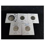 5 High Grade Jefferson Nickels