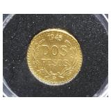1945 Dos (2) Peso 90% Gold Coin