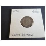1932 Six Pence from Great Britain 50% Silver
