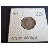 1914 Six Pence from Great Britain 92.5% Silver