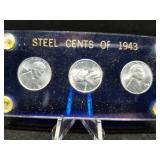 1943 P, D & S Lincoln Steel Wheat Cent High Grade