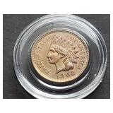 1902 Indian Head Cent Full Liberty 4 Diamonds