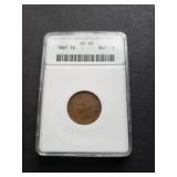 1867 Indian Head Cent ANACS EF40 Semi-Key Date