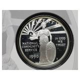 1996 Community Service Silver Dollar Coin & Stamp