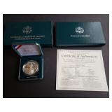 1996 S Community Service Silver Dollar Proof COA