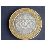 $10 Gaming Token Golden Nugget .999 Silver Center