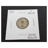1954 6 Pence from South Africa 50% Silver