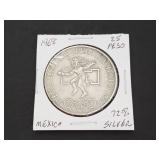 1968 25 Pesos Olimpiadas 72% Silver From Mexico