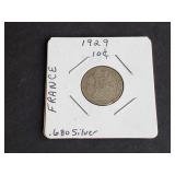 1929 10 Cents 68% Silver From France