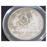 1953 5 Pesos Hidalgo 72% Silver From Mexico