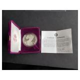 1986 S Proof American Silver Eagle Box & COA