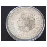 1948 5 Pesos Cuauhtemoc 90% Silver From Mexico