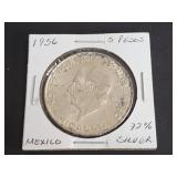 1956 5 Pesos Hidalgo 72% Silver From Mexico