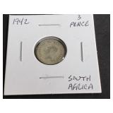 1942 3 Pence from South Africa 80% Silver
