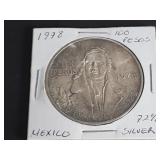 1978 100 Pesos Morelos 72% Silver From Mexico