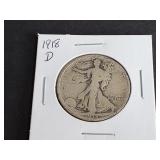 1918 D Walking Liberty Half Dollar