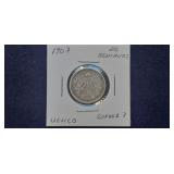 1907 20 Centavos  Curved 7 80% Silver From Mexico
