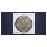 1991 1 OZ Libertad .999 Silver from Mexico