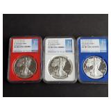 2017 W Silver Eagle 1st Day NGC PF70UC 3 Coin Set