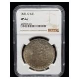 1883 O Morgan Silver Dollar MS62
