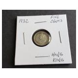 1932 Five Cents From Hong Kong 80% Silver