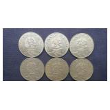 1972,1973, 1974, 1976, 1977 & 1978 5 Pesos Mexico