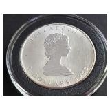 1988 5 Dollars Canadian Maple Leaf 1 OZ 999 Silver