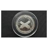 1985 $20 "Crossed Cannons" from BVI .925 Silver