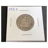 1853 Seated Liberty Quarter