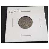 1867  3 Cent Nickel
