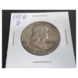 1958 D Franklin Half Dollar