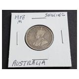 1918 M Shilling from Australia 92.50% Silver