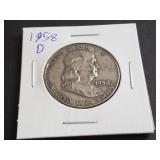 1958 D Franklin Half Dollar