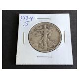 1934 S Walking Liberty Half Dollar