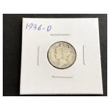 1936 D Mercury Dime