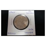 1945 50 Centavos From Mexico 72% Silver
