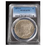 1879 O Morgan Silver Dollar PCGS AU55