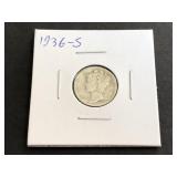 1936 S Mercury Dime