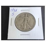 1936 S Walking Liberty Half Dollar