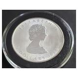 1988 5 Dollars Canadian Maple Leaf 1 OZ 999 Silver