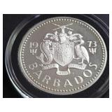 1973 5 Dollars fm Barbados 80% Silver Low Mintage