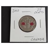 2010 25 Cents from Canada "Remebrance Day Poppy"