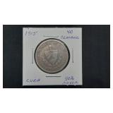 1915 40 Centavos From Cuba 90% Silver