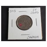 2013 25 Cents from Canada "War of 1812 Secord"