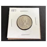 1967 Canadian 25 Cents 2nd Portrait .800 Silver
