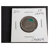 2011 25 Cents from Canada "Colored Bison"