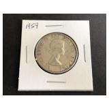 1959 Canadian 50 Cents 1st Portrait .800 Silver