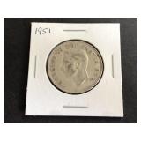 1951 Canadian 50 Cents "George VI" .800 Silver